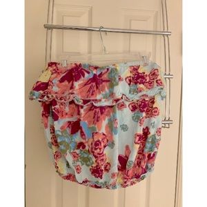 Juniors large strapless floral top
